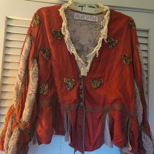 MAGNOLIA PEARL Red Silk Monique Jacket